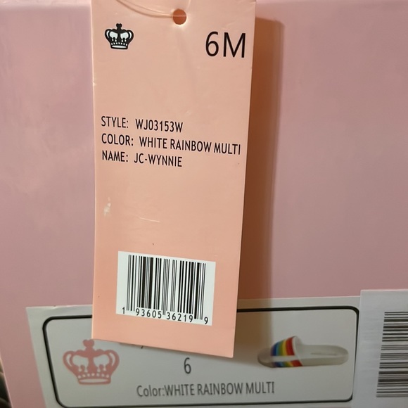 Juicy Couture Womens Wynnie Womens Slides, Size 6M White Rainbow. NEW IN BOX!! - Picture 6 of 6